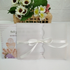 Convite tema Batizado com capa em papel vegetal - Pacote com 10 unidades - Atelie Cor de Flor