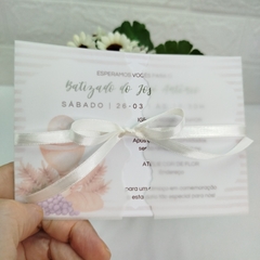 Convite tema Batizado com capa em papel vegetal - Pacote com 10 unidades - comprar online
