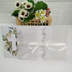 Convite tema Batizado com capa em papel vegetal - Pacote com 10 unidades - Atelie Cor de Flor