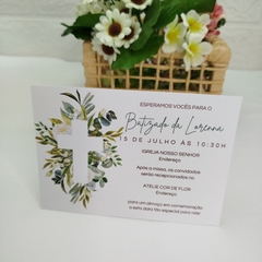 Convite tema Batizado com capa em papel vegetal - Pacote com 10 unidades na internet