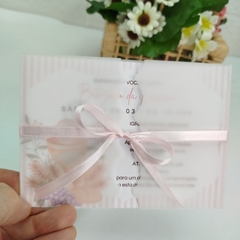 Convite tema Batizado com capa em papel vegetal - Pacote com 10 unidades