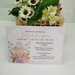 Convite tema Batizado com capa em papel vegetal - Pacote com 10 unidades - loja online