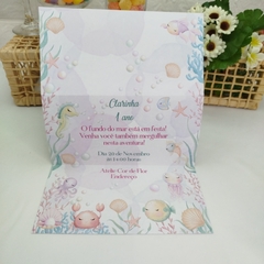 Convite Personalizado Fundo do Mar - pacote c/10 unidades - Atelie Cor de Flor