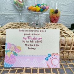 Convite Personalizado tema Confeitaria - Pacote c/ 10 unidades - loja online