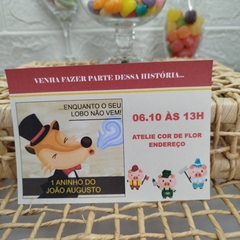 Convite Personalizado tema 3 Porquinhos - Pacote c/ 10 unidades na internet