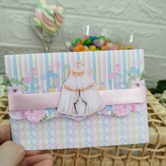 Convite Personalizado tema Circo Menina - Pacote c/ 10 unidades - Atelie Cor de Flor