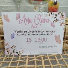 Convite Personalizado tema Borboleta com capa em papel vegetal - Pacote com 10 unidades - loja online