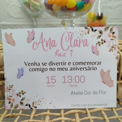 Convite Personalizado tema Borboleta com capa em papel vegetal - Pacote com 10 unidades na internet