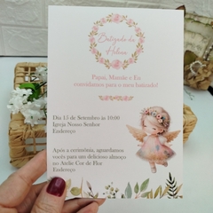 Convite Personalizado tema Batizado - Pacote com 10 unidades