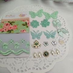 Kit de Fitas, Aviamentos e Enfeites para Artesanato, Scrapbook e Customizações - Atelie Cor de Flor