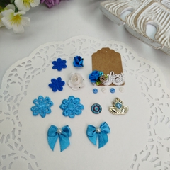 Kit de Fitas, Aviamentos e Itens Decorativos tons de Azul para Artesanato - comprar online