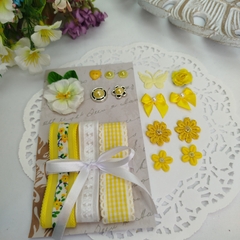 Kit de Fitas e Itens Decorativos tons de Amarelo para Artesanato, Scrapbook e Customização - comprar online
