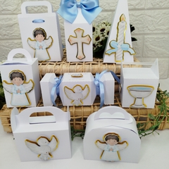 Kit de Caixinhas Personalizadas para Batizado Menino Luxo - Atelie Cor de Flor