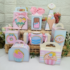 Kit Festa com Caixinhas Personalizadas tema Confeitaria - Atelie Cor de Flor