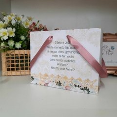 Sacola Personalizada para Convite de Padrinhos de Casamento - pacote c/ 10 unidades - Atelie Cor de Flor