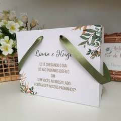 Sacola Personalizada para Convite de Padrinhos de Casamento - pacote c/ 10 unidades - Atelie Cor de Flor