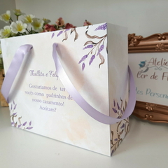Sacola Personalizada para Convite de Padrinhos de Casamento - pacote c/ 10 unidades - Atelie Cor de Flor