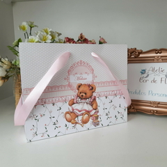 Sacola Personalizada para Lembrancinha de Festa tema Ursinha - pacote com 10 unidades - Atelie Cor de Flor