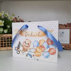 Sacola para Lembrancinhas tema Ursinho com Balões - pacote com 10 unidades - Atelie Cor de Flor