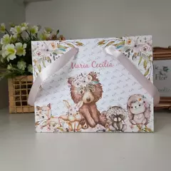 Sacolinha Personalizada Bichinhos do Bosque Encantado Menina - pacote com 10 unidades - Atelie Cor de Flor