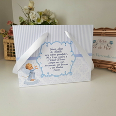 Imagem do Sacola Personalizada Batizado Anjinho e Oração Santo Anjo - pacote com 10 unid.