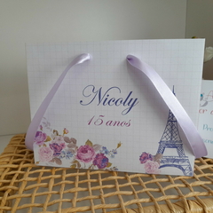 Sacolinha para Lembrancinha tema 15 Anos Torre Eifel Paris- pacote com 10 unidades - Atelie Cor de Flor