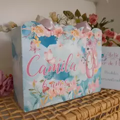 Sacolinha Personalizada para Festa Infantil tema Bailarina - pacote com 10 unidades