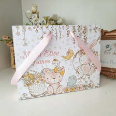 Sacolinha Personalizada Bichinhos do Bosque Encantado Menina - pacote com 10 unidades - Atelie Cor de Flor