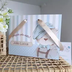 Sacola para Lembrancinhas de Nascimento tema Ursinho - pacote com 10 unidades - Atelie Cor de Flor
