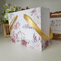 Sacolinha Personalizada para Festas Infantis tema Unicornio - pacote com 10 unidades - Atelie Cor de Flor