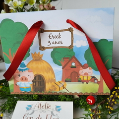 Sacolinha Personalizada para Festa Infantil tema 3 Porquinhos - pacote com 10 unidades na internet