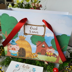 Imagem do Sacolinha Personalizada para Festa Infantil tema 3 Porquinhos - pacote com 10 unidades