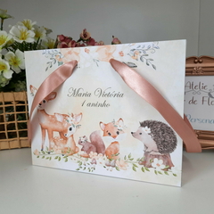 Sacolinha Personalizada Infantil tema Bichinhos do Bosque Encantado - pacote com 10 unidades - Atelie Cor de Flor