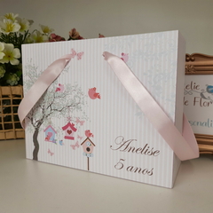 Sacola Personalizada tema Jardim e Passarinhos- pacote com 10 unidades - Atelie Cor de Flor