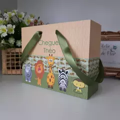 Sacolinha para Lembrancinha de Nascimento Safari Baby - pacote com 10 unidades - Atelie Cor de Flor