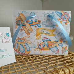 Sacolinha Personalizada para Festa Infantil tema Aviões - pacote com 10 unidades - Atelie Cor de Flor