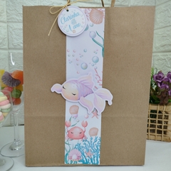 Sacolinha Kraft Fundo do Mar Menina – Lembrancinha Personalizada- pacote com 10 unidades - loja online