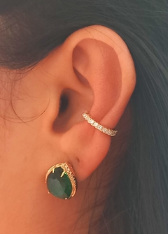 Brinco Fake piercing com zircônias white cravejada - comprar online
