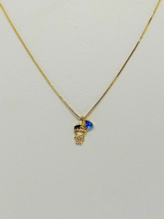 Colar Filho com Gota de Cristal Azul na internet