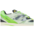 Tênis de corrida Adidas Adizero Prime X na cor verde areia e preto com detalhes prateados, design moderno e técnico, com cabedal de material transparente e sola branca.