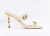 Mule em couro salto alto bambu com fivelas - comprar online