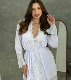 Camisola Jasmim + Calcinha + Robe - comprar online