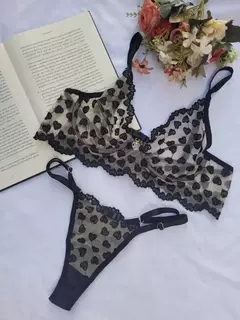 Conjunto Tule Corações com aro sem bojo - UFLOW STORE