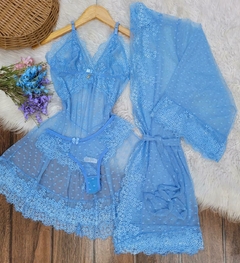 Kit Tule com Robe + Camisola + calcinha - UFLOW STORE