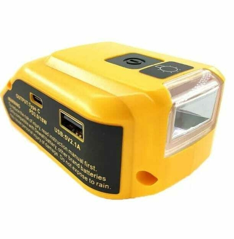 Adaptador de Baterías Dewalt USB + LED 3 NIVELES + Tipo C +USD