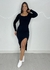 VESTIDO PREMIUM CANELADO FENDA - comprar online