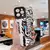 Capa De Couro Listrado De Luxo Marca Grafite Etiquetas Para iPhone 15 14 13 12 11 Pro MAX XR XS 7 8 Plus SE 2020 Celular Macia Quadrada Anti-Impacto - Toda Chic