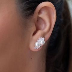 Brinco Ear Cuff Pérolas - Prata 925
