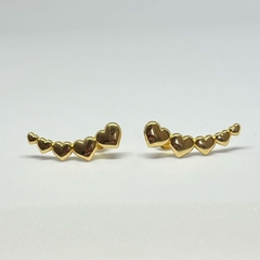 Brinco Ear cuff Corações lisos - banho ouro