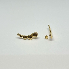 Brinco Ear cuff Corações lisos - banho ouro na internet